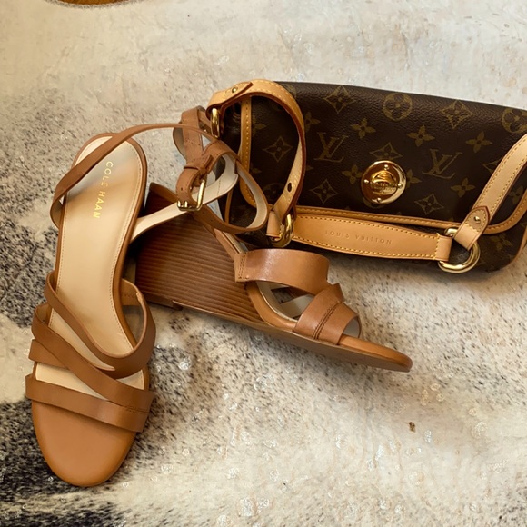 Cole Haan Shoes - Cole Haan Nubuck Leather Wedged Sandals Size 9